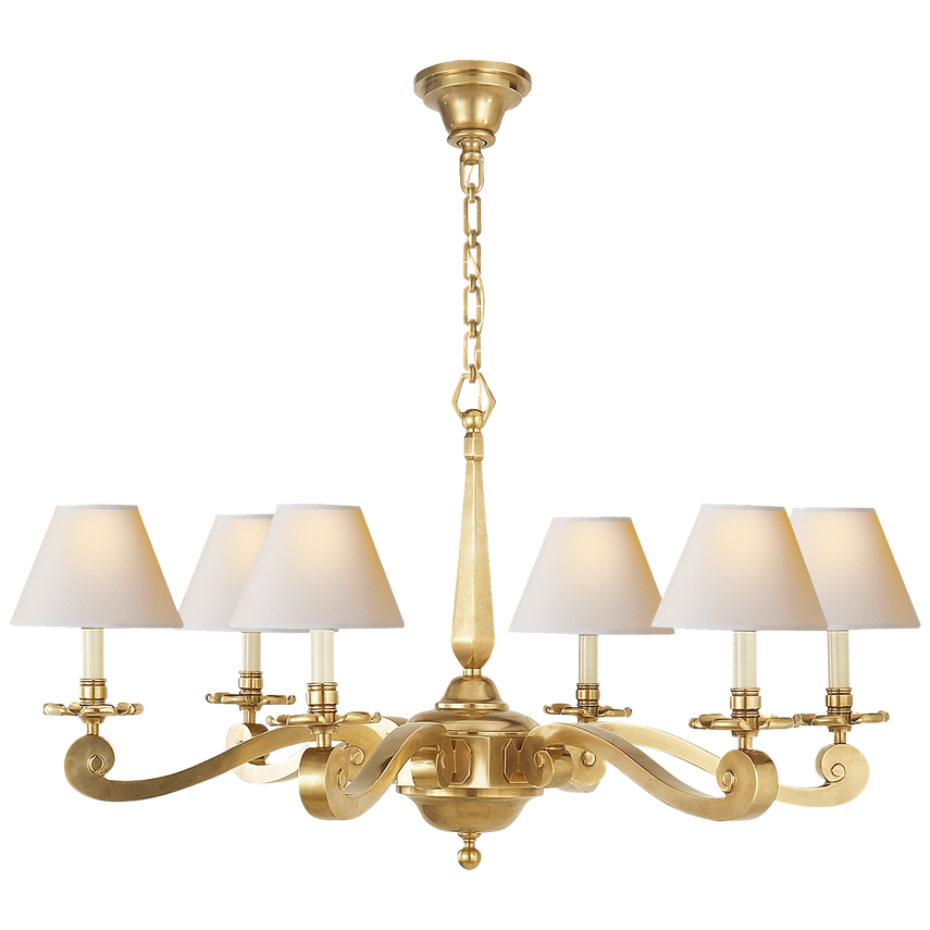 Myrna Chandelier in Natural Brass with Natural Paper Shades