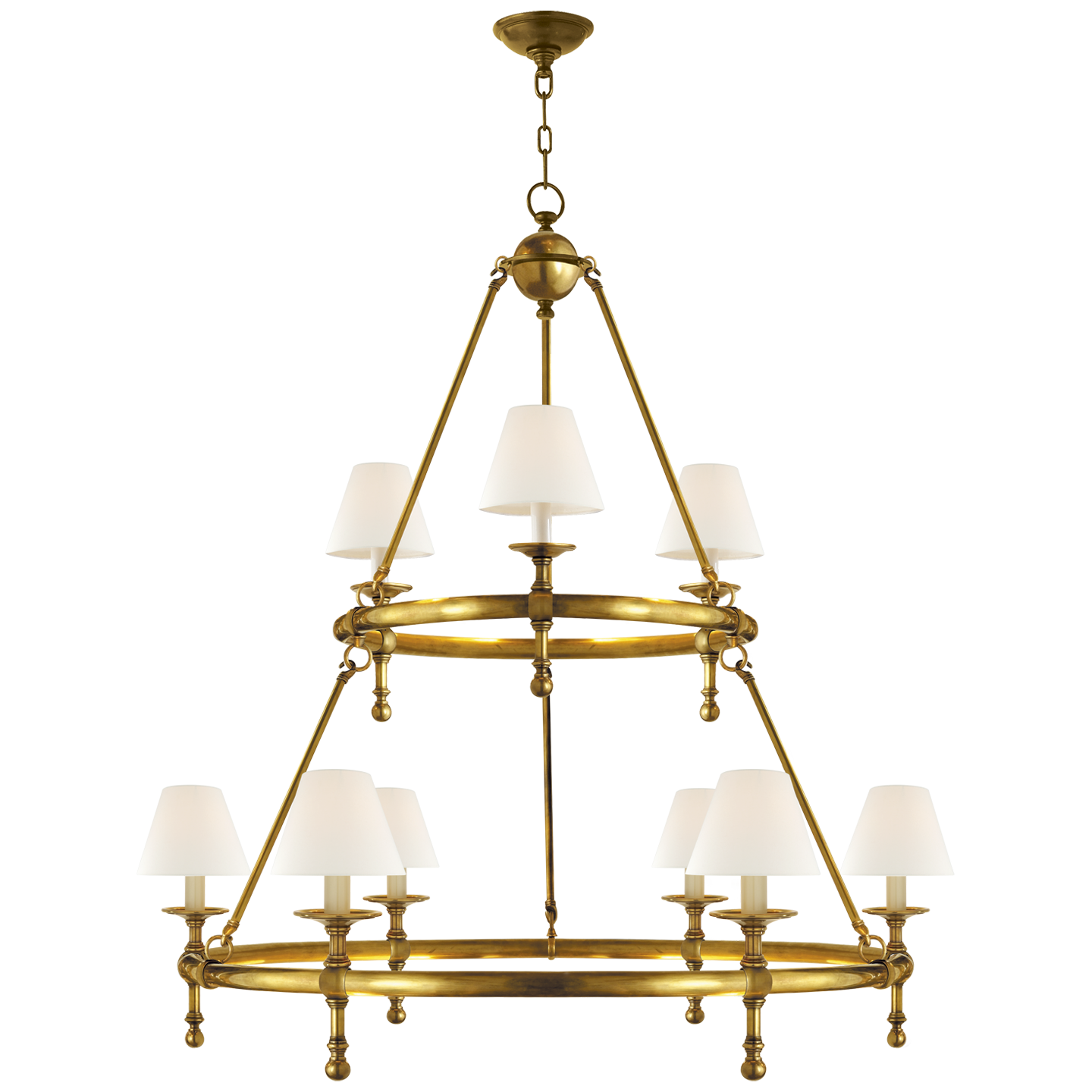 Classic Two-Tier Ring Chandelier in Hand-Rubbed Antique Brass with Nat –  Gramercy Home Design